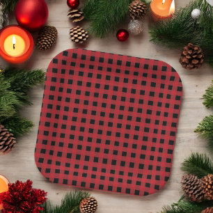 Assiettes En Carton Red Buffalo Plaid Holiday