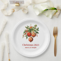 Red Christmas Baubles avec Holly Festive