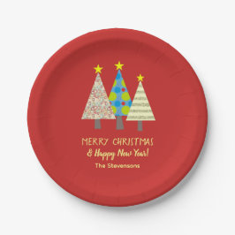Assiettes En Carton Red Christmas Tree Personalized 
