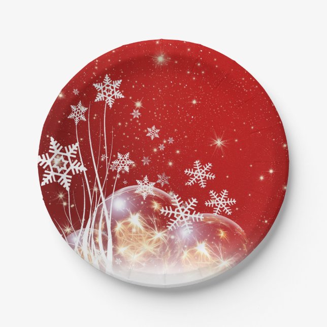 Assiettes En Carton Red christmas white snow (Devant)