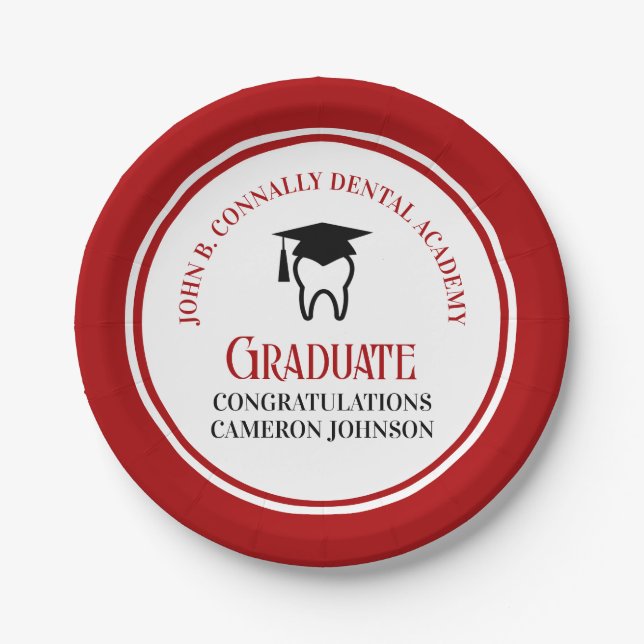 Assiettes En Carton Red Dental School Custom Graduation Party (Devant)