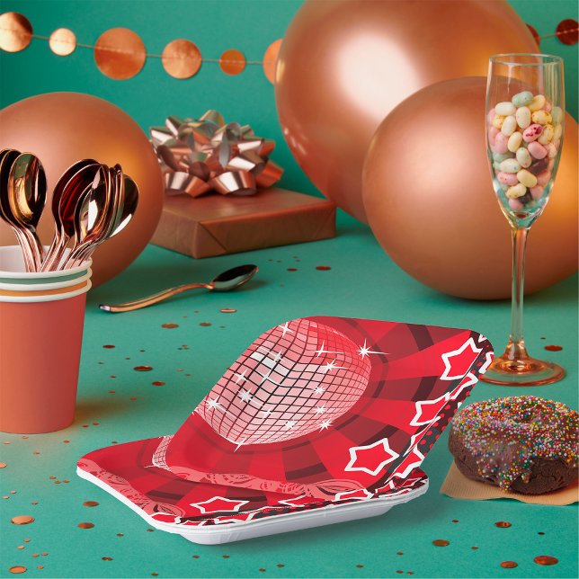 Assiettes En Carton Red Disco Party Thème avec étoiles et Parties scin (Créateur téléchargé)