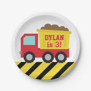 Assiettes En Carton Red Dump Truck Construction Boys fête d'anniversai