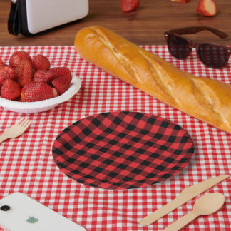 Assiettes En Carton Red Flannel Buffalo Check Motif