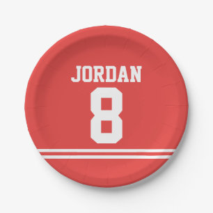 Assiettes En Carton Red Football Jersey - Sports Thème Anniversaire