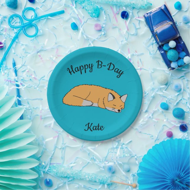 Assiettes En Carton Red Fox Joyeux anniversaire (Fête)