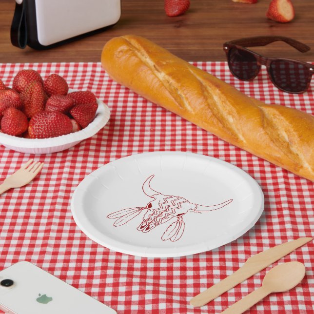 Assiettes En Carton Red Ghost Dance Buffalo plaques de papier ligne (Pique-nique)