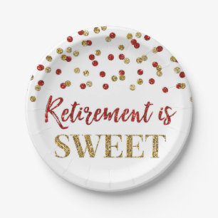 Assiettes En Carton Red Gold Confetti Retirement est doux