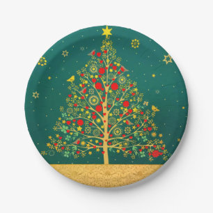 Assiettes En Carton Red Green Gold Parties scintillant Chrismas Winter
