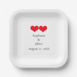 Assiettes En Carton Red Hearts mignon Couple Mariage 2023 Valentines D