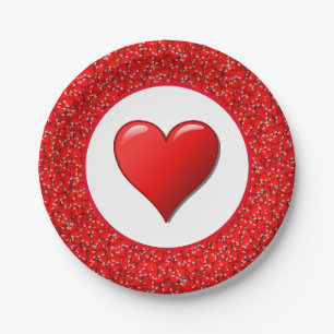 Assiettes En Carton Red Hearts Valentine's Day Papier Plate