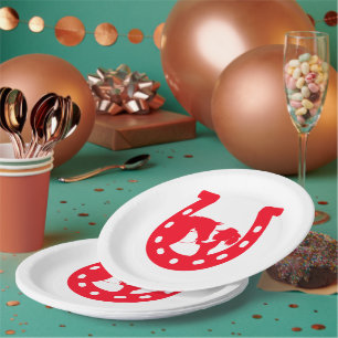 Assiettes En Carton Red Horseshoe Girl and Horse
