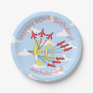 Assiettes En Carton Red Jet Planes 60th Blue Sky Papier Plates