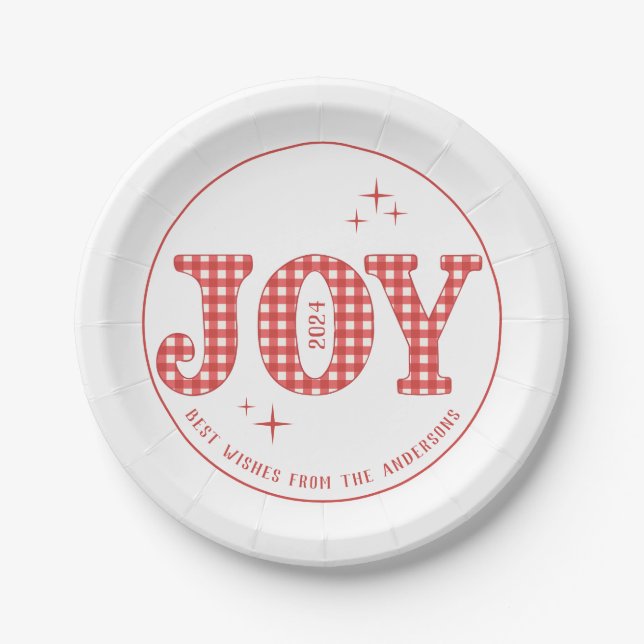 Assiettes En Carton Red Joy New Year Party Custom (Devant)
