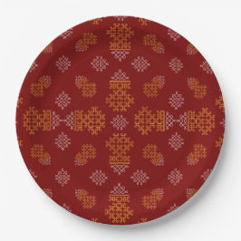 Assiettes En Carton Red Minimal Tamil Kolam Pongal Design