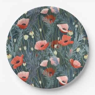 Assiettes En Carton Red Poppy Meadow