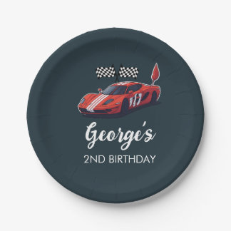 Assiettes En Carton Red Race Car 2e anniversaire