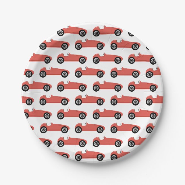 Assiettes En Carton Red Race Car Boy Racing Anniversaire (Devant)