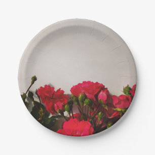 Assiettes En Carton Red roses fresh buds blooming bright flowers flora