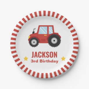Assiettes En Carton Red Tractor Boys Birthday Party Fournitures