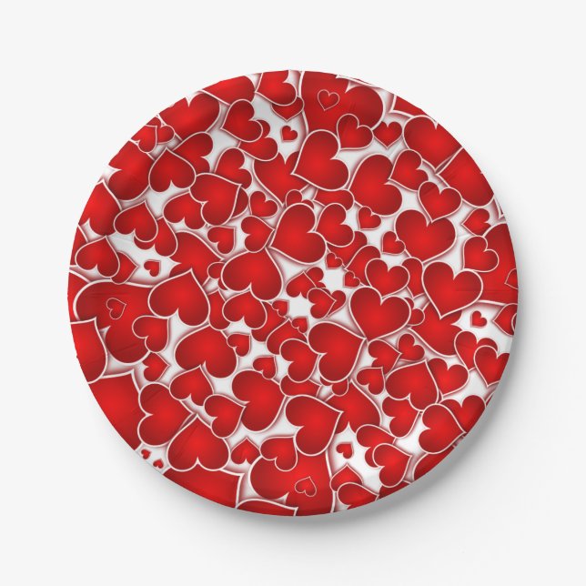 Assiettes En Carton Red Valentine Amour Saint Valentin (Devant)