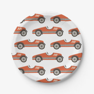 Assiettes En Carton Red Vintage Race Car Plaques de papier d'anniversa