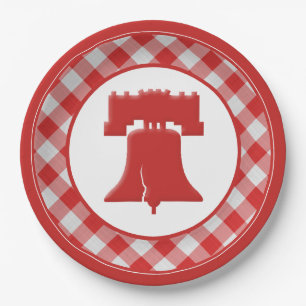 Assiettes En Carton Red/White En vichy Liberty Bell 4 juillet BBQ Part