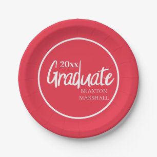 Assiettes En Carton Red White Graduation Année Nom