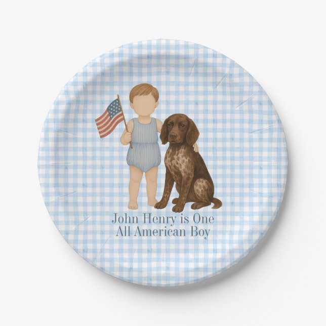 Assiettes En Carton Red White Two - One All American Boy Paper Plates (Devant)