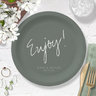 Assiettes En Carton Reflections Mariage Profitez Sage Vert ID774