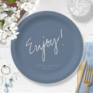 Assiettes En Carton Réflexions Mariage Profitez de Dusty Blue ID774