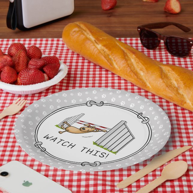 Assiettes En Carton Regarde Ça ! Chien - agilité drôle balançoire chie (Pique-nique)