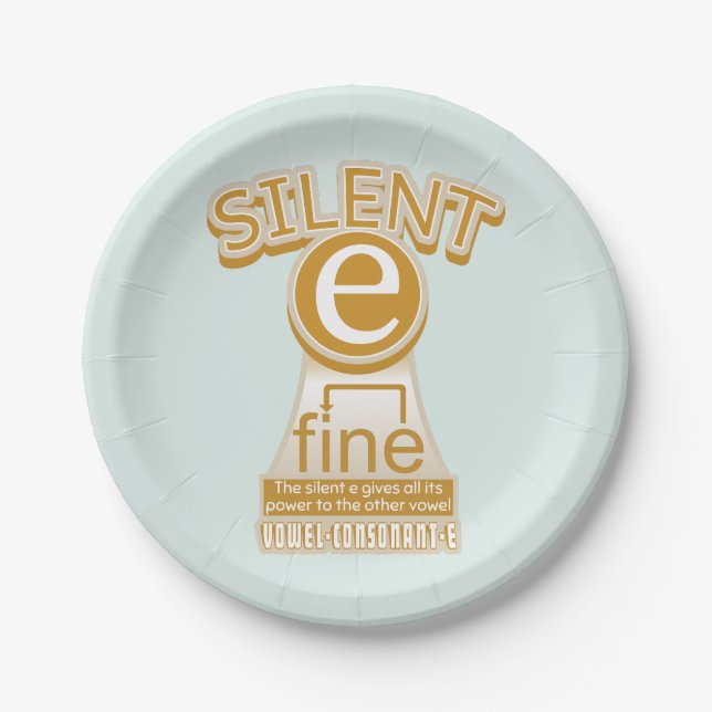 Assiettes En Carton Règle de phonie en anglais Silent E (Devant)