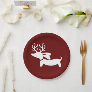 Assiettes En Carton Reindeer Dachshund Christmas Doxie Plaque papier