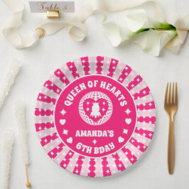 Assiettes En Carton Reine Des Coeurs Rose Rétro Anniversaire