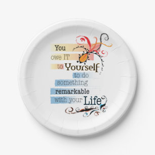 Assiettes En Carton Remarquable LIFE Inspirational Citation illustrée