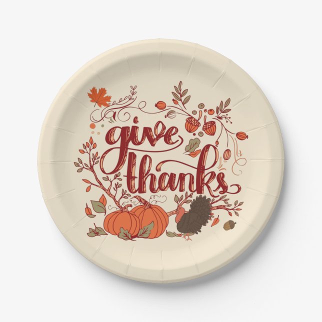 Assiettes En Carton Remercie la récolte d'automne, Turquie Thanksgivin (Devant)