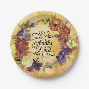 Assiettes En Carton Remercie le Seigneur, Thanksgiving