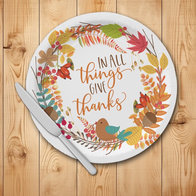 Assiettes En Carton Remerciements à la couronne d'automne (Créateur téléchargé)