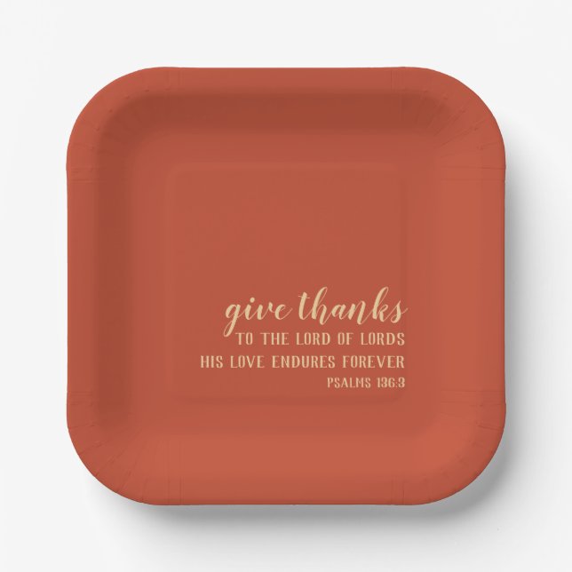 Assiettes En Carton Remercier Bible Écriture Orange Thanksgiving (Recto)