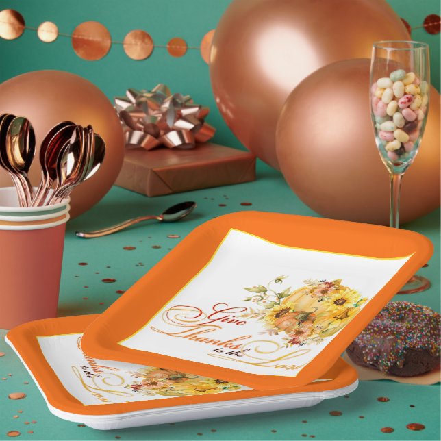 Assiettes En Carton Remerciez le Seigneur Thanksgiving (Multi)