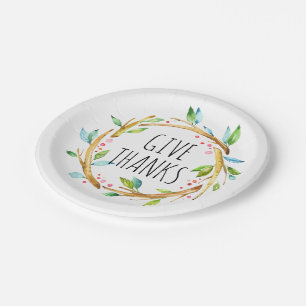 Assiettes En Carton Remerciez texto mignon Thanksgiving Wreath