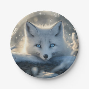 Assiettes En Carton Renard arctique aux yeux bleus submergeants