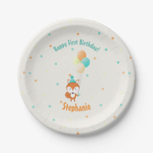 Assiettes En Carton Renard boisé avec ballons