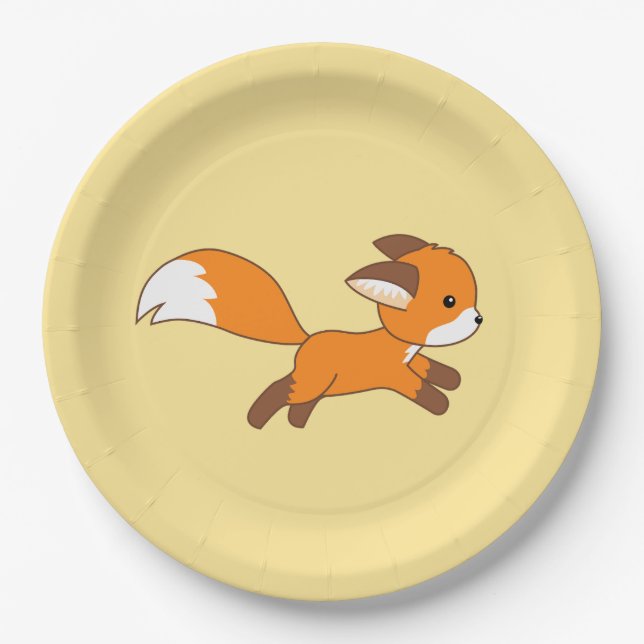 Assiettes En Carton Renard coureur mignon (Devant)