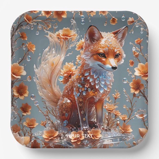 Assiettes En Carton Renard en verre rouge mignon Imaginaire (Recto)