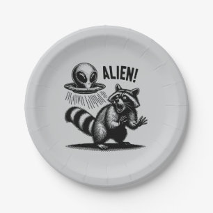 Assiettes En Carton Rencontre des Aliens, Raccoon effrayé