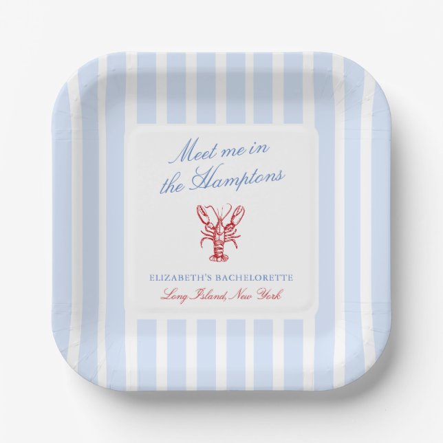 Assiettes En Carton Rencontrez-moi dans la Bachelorette Hamptons (Recto)
