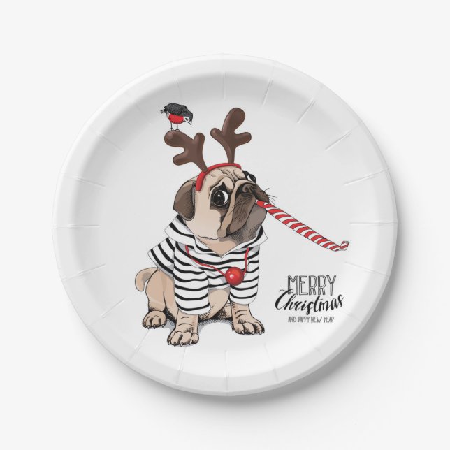Assiettes En Carton Renne de carlin du Joyeux Noël | (Devant)