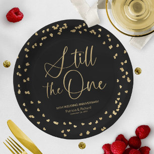Assiettes En Carton Renouvellement de vœux de mariage Black Gold Still